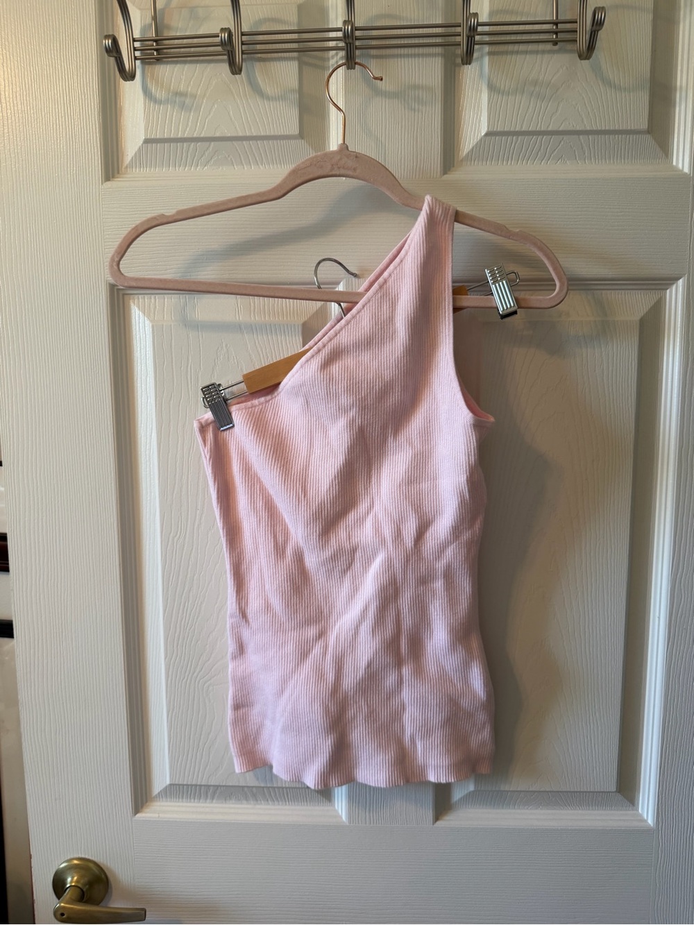 Jessica One-Shoulder Ribbed Tank - Light Pink - Picture 2 of 3